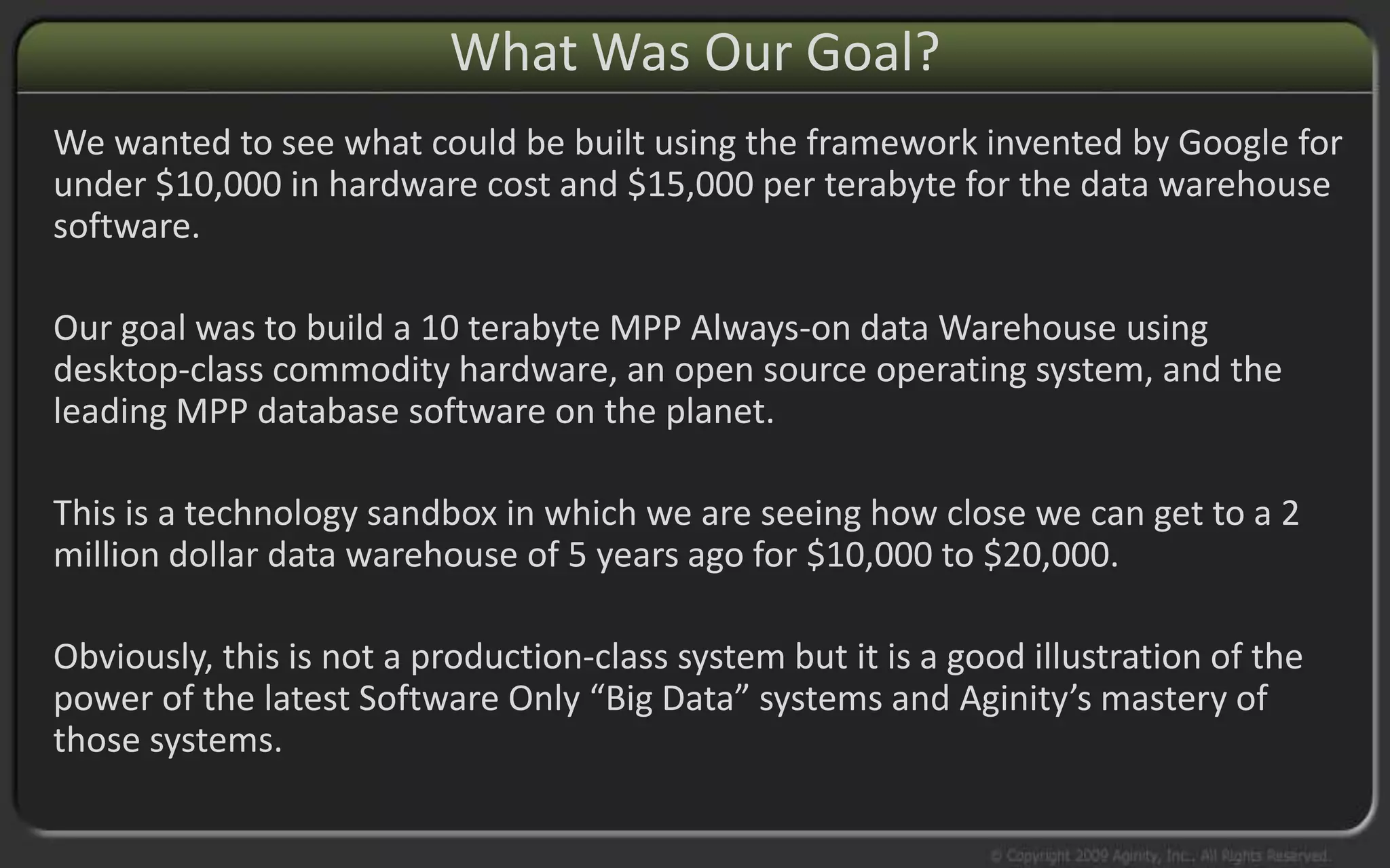 Aginity Big Data Research Lab V3