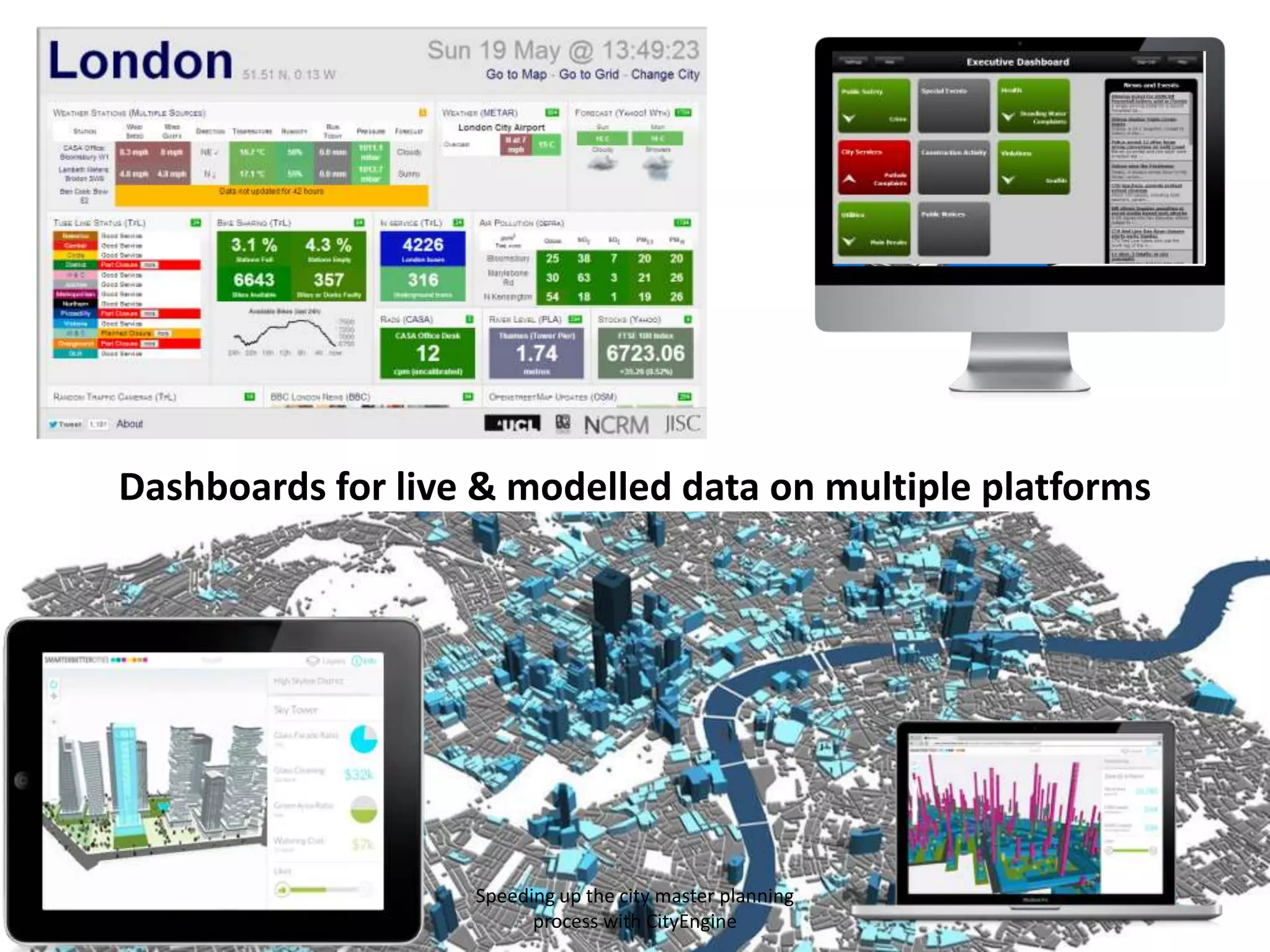 Dashboards for live & modelled data on multiple platforms

Speeding up the city master planning
process with CityEngine

 