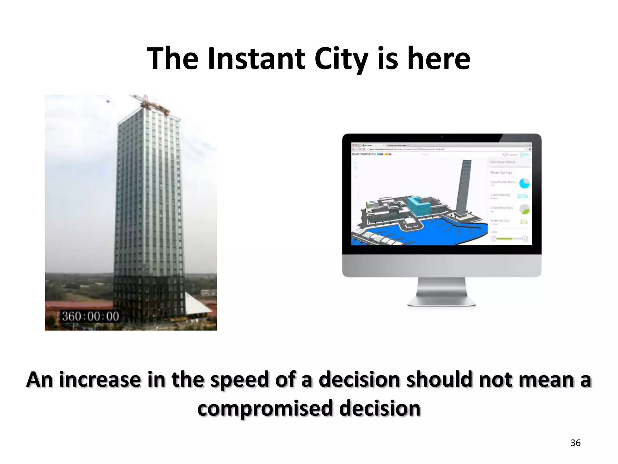 The Instant City is here

An increase in the speed of a decision should not mean a
compromised decision
36

 