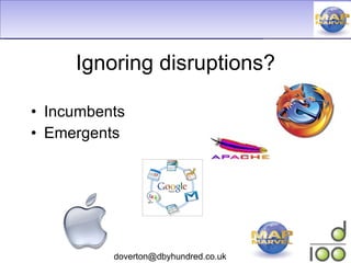 Ignoring disruptions? Incumbents Emergents 