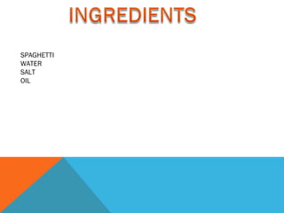 SPAGHETTI
WATER
SALT
OIL