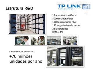 Estrutura R&D
                           15 anos de experiência
                           8000 colaboradores
                           1000 engenheiros P&D
                           180 engenheiros de testes
                           22 laboratórios
                           RMA < 1%




 Capacidade de produção:

 +70 milhões
 unidades por ano
 