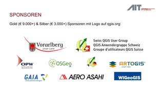 Gold (€ 9.000+) & Silber (€ 3.000+) Sponsoren mit Logo auf qgis.org:
SPONSOREN
 