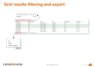 www.camptocamp.com
Grid results filtering and export
22
 