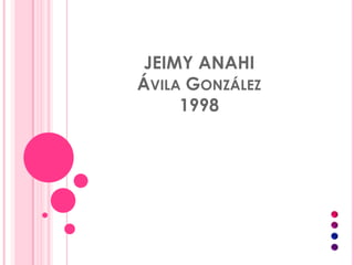 JEIMY ANAHI
ÁVILA GONZÁLEZ
1998

 