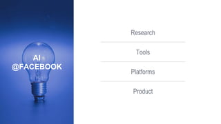 AI
@FACEBOOK
Research
Tools
Platforms
Product
 