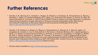 Further References
• Stracke, C. M., Sharma, R. C., Swiatek, C., Burgos, D., Bozkurt, A., Karakaya, Ö., Ossiannilsson, E.,...