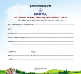 Registration Form for participating in IPPTA Annual Seminar