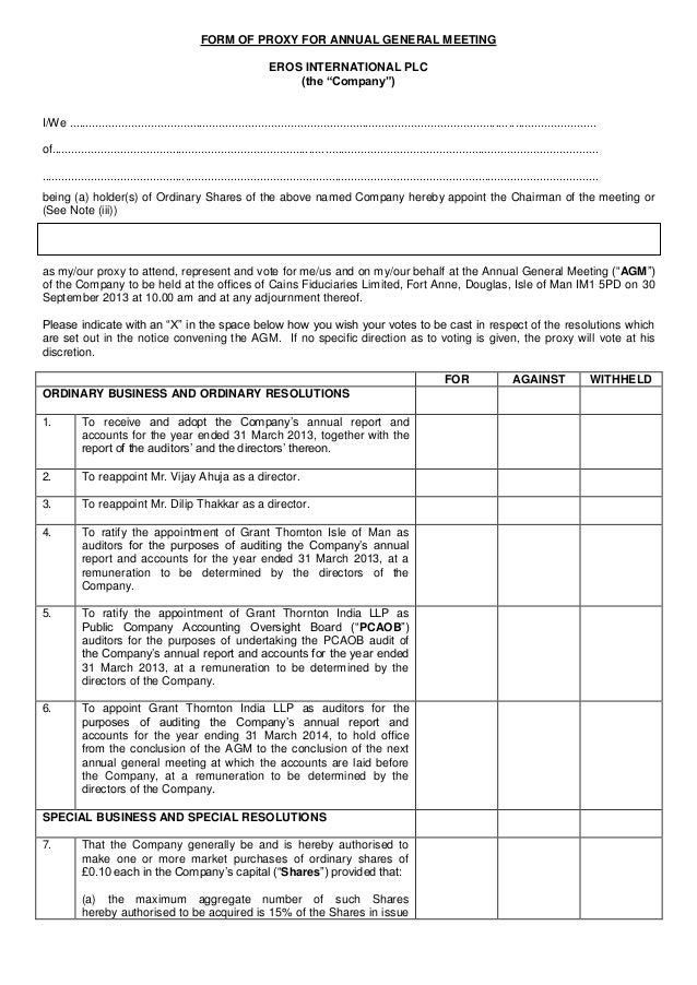 proxy form eros int l form of proxy for agm 2013 proxy form eros int l form of proxy for agm 2013