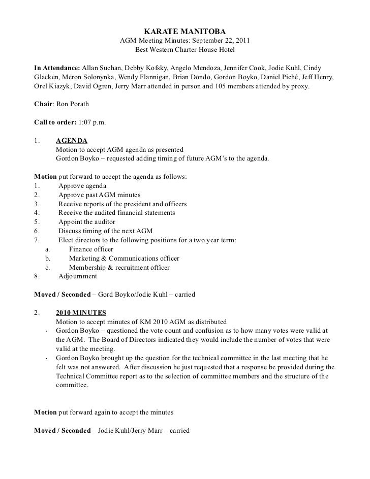 Karate Manitoba 2012 Annual General Meeting (AGM) notice