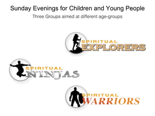 Three Groups aimed at different age-groups
Sunday Evenings for Children and Young People
 