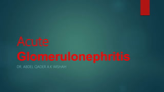 Acute
Glomerulonephritis
DR. ABDEL QADER A.K WISHAH
 