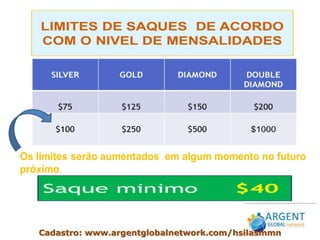 Cadastro: www.argentglobalnetwork.com/hsilasmmn
 