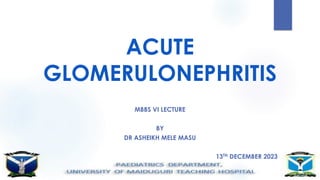Comprehensive Lecture on Acute Glomerulonephritis in Children ...