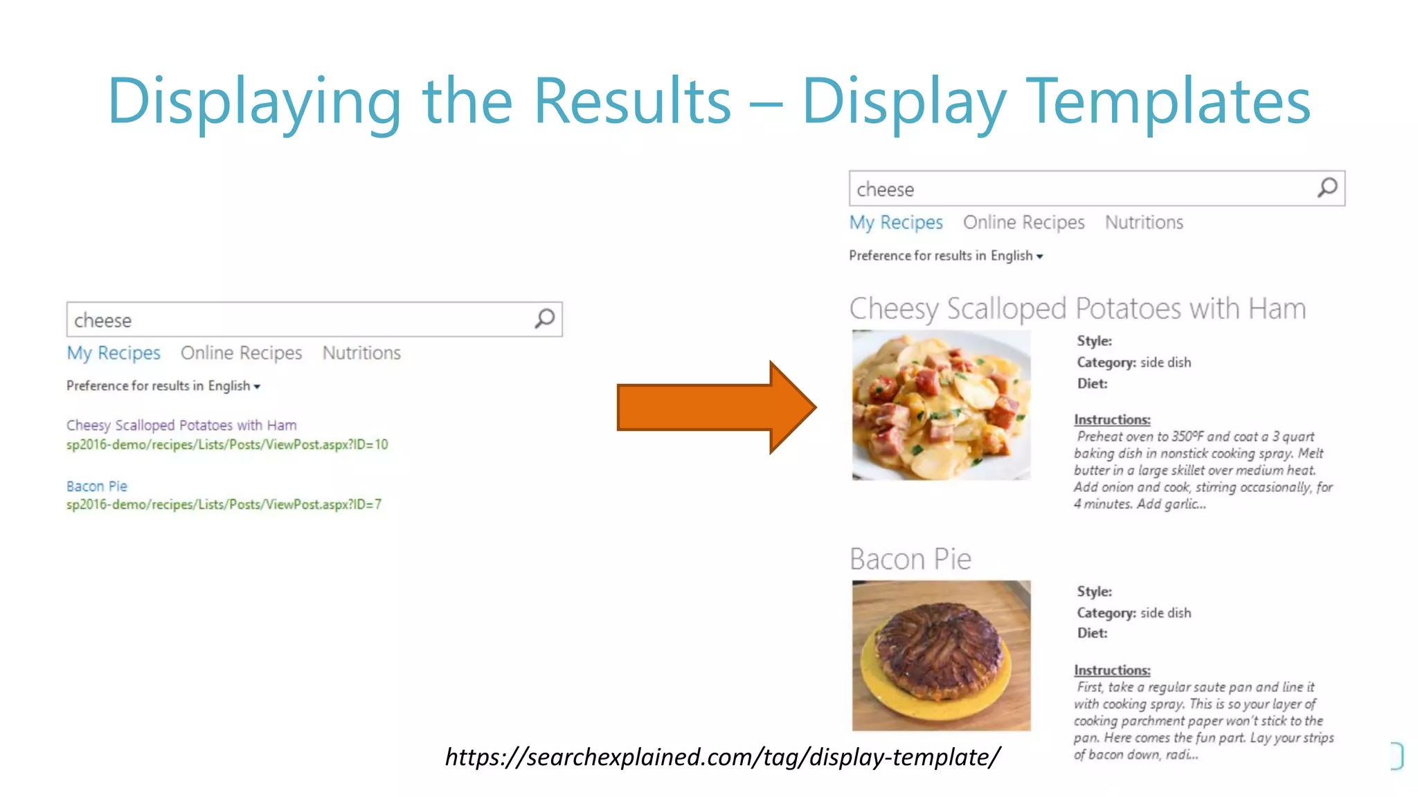 Displaying the Results – Display Templates
https://searchexplained.com/tag/display-template/
 