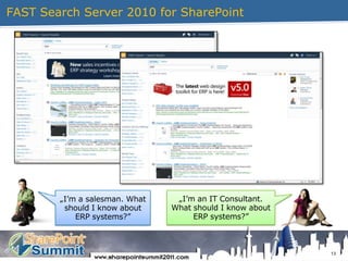 FAST Search Server 2010 for SharePoint13„I’m a salesman. What should I know about ERP systems?”„I’m an IT Consultant. What should I know about ERP systems?”