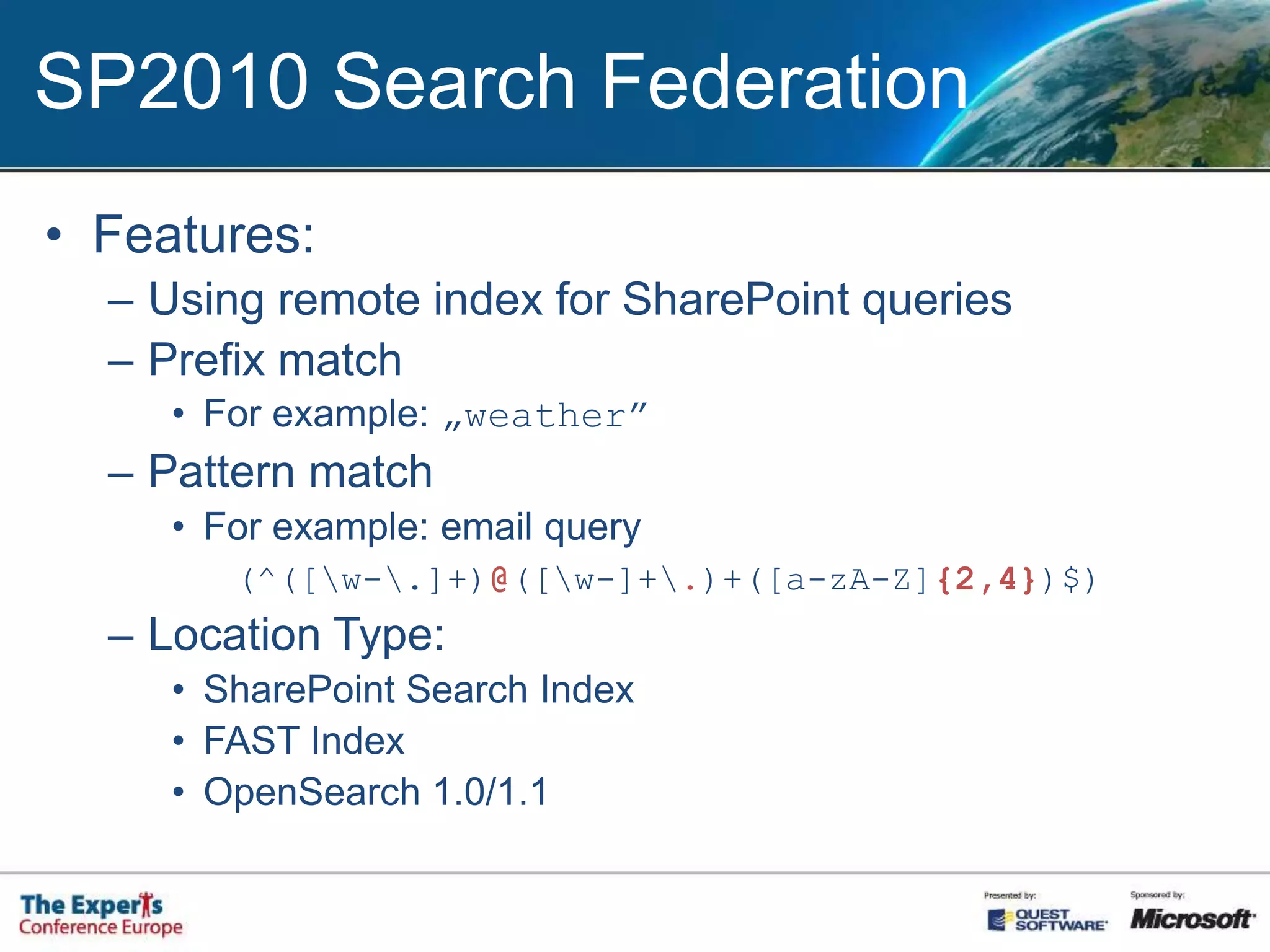 SP2010 Search Federation