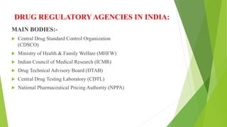OVERVIEW OF DRUG REGULATORY AGENCIES IN INDIA, USA, EUROPE AND JAPAN | PPTX