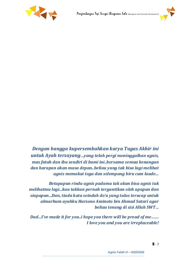 Konsep Pengembangan dan Perencanan Tepi Sungai Bengan Solo