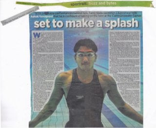Agnishwar swimmer   set to make a splash @ sunday express'10