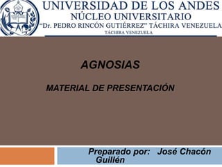 AGNOSIAS
MATERIAL DE PRESENTACIÓN
Preparado por: José Chacón
Guillén
 