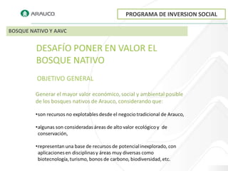 PROGRAMA DE INVERSION SOCIAL

BOSQUE NATIVO Y AAVC
 