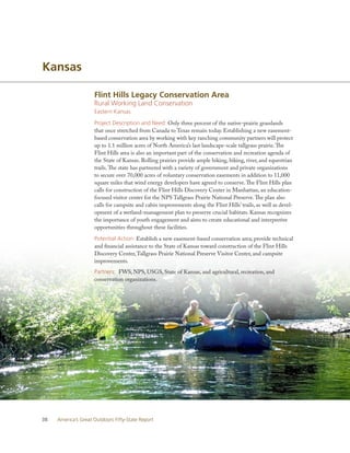 Kansas

                     Flint Hills Legacy Conservation Area
                     Rural Working Land Conservation
   ...