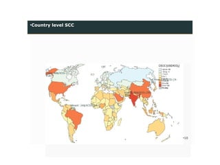 •Country level SCC
•USA: 48$/tCO2 [1-
118]
•China: 24$/tCO2 [4-
50]
•India: 86$/tCO2 [50-
158]
•Brazil: 24$/tCO2 [14-
41]
•10
 