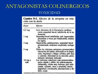 ANTAGONISTAS COLINERGICOS
         TOXICIDAD
 