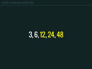 A GOOD CSS AND SASS ARCHITECTURE
3, 6, 12, 24, 48
 