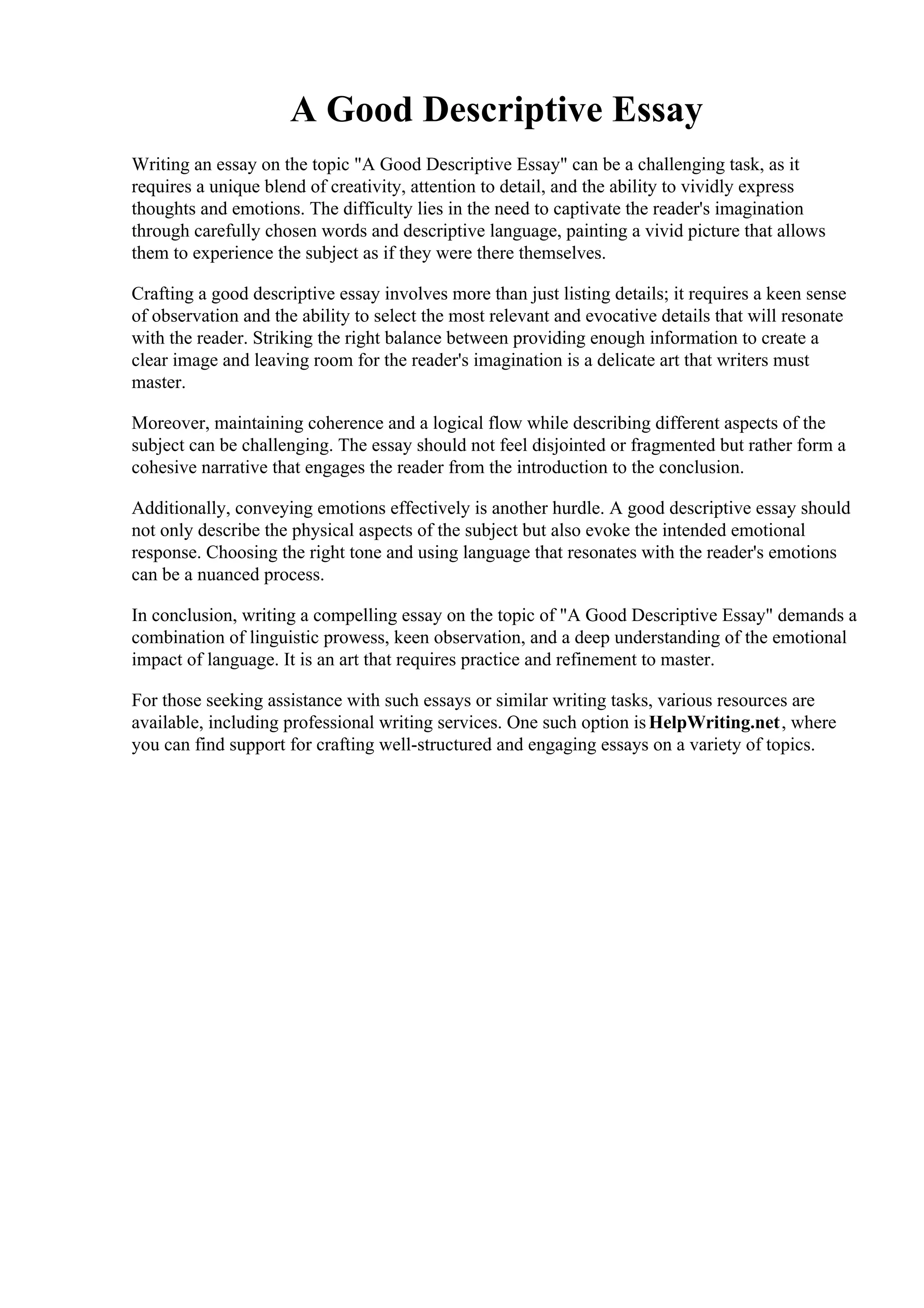 Good For Descriptive Writing A Good Descriptive Essay.pdf