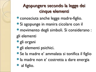 INDICAZIONI
Numerosi sono stati gli studi sulle indicazioni
ed efficacia dell’AP.
Tuttavia su una revisione di 2.500 articoli
solo l’1% mostravano criteri di affidabilità.
Protocolli di buona qualità sono studiati su :
asma, lombosciatalgia, cervicalgia, cefalea
nausea post operatoria, riabilitazione.
In Italia il decreto taglia spesa
(legge n.404/2001) ha tagliato incentivi, e
Spese per le procedure complementari
come AP.
 