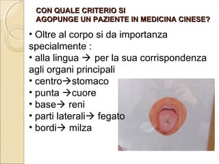 PRIMA DI AGOPUNGERE
COMPRENDERE SE LA MALATTIA È
     DI TIPO YNN-YANG.
In medicina cinese ci sono due sintomi che
non si possono confondere nella malattia
o costituzione del gruppo Yang:
 Il paziente è rivolto verso l’esterno la
  compagnia, la luce, il freddo, la parola.
 È diritto con il torace e spalle in fuori.
 