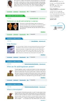 SCIENCE FOR A BETTER FUTURE
Reflexion on doubt and certainty in science
WOMEN IN SCIENCE FORUM
Web Review
WOMEN IN SCIENCE...