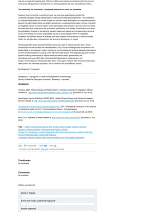 may act as mosquito-breeding sites. With such difficult and diverse environments within the country, 
some areas still lag...