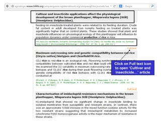 Click on Full text icon
to open ‘Cultivar and
insecticide…’ article
 