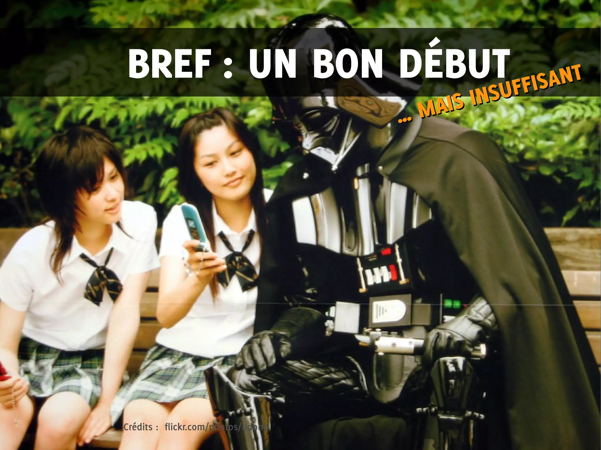 Crédits : flickr.com/photos/udono
BREF : UN BON DÉBUT
… MAIS INSUFFISANT
… MAIS INSUFFISANT
 