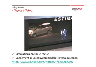 Hologrammes, vitrines interactives et video logos