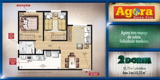 Amplo dormitório do casal




                                                                                                                         Dormitório
 banheiro                                                                                                                 7,15 m2
social com
iluminação                                                                       Dormitório
                                                                                  7,59 m2
  natural




                                               Banho social                                                      Circulação
                                                 1,96 m2                                                          2,74 m2




                                                                                                                                      Área social
                                                                                                                                       14,03 m2




 área de serviço
 com ventilação
  e iluminação
     naturais
                                                                                          Cozinha
                                                                                      e área de serviço
                                                                                           7,47 m2




                   Os móveis e utensílios têm dimensões comerciais e não fazem parte do contrato. Consulte Memorial Descritivo.
                   A planta ilustrativa deste reprint apresenta sugestão de decoração.                                                              excelente área social
                                                                                                                                                      para 2 ambientes
                                                                                                                                                                            *Área total das unidades referente à coluna 27 da NB-140.
 