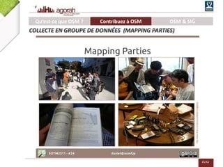 45/62
Qu’est-ce que OSM ? Contribuez à OSM OSM & SIG
COLLECTE EN GROUPE DE DONNÉES (MAPPING PARTIES)
 