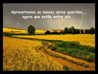 Aproveitemos os nossos seres queridos,
agora que estão entre nós…
 