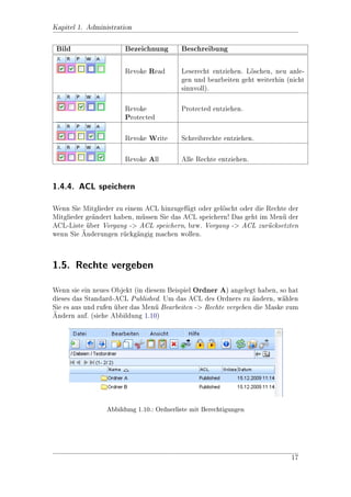 Kapitel 1. Administration




                     Abbildung 1.2.: Administrationsbereich


Reiter Benutzer
 Bezeichnung                   Beschreibung
 Benutzername                  Geben Sie einen Benutzernamen fr diesen Be-
                                                                   u
                               nutzer an. Dieser muss systemweit eindeutig sein.
                               Er wird zur Anmeldung bentigt.
                                                            o
 Aliase                        Einem Benutzer knnen noch weitere Anmelden-
                                                 o
                               amen zugeordnet werden. Diese knnen Sie hier,
                                                                 o
                               wenn ntig, mit ';' getrennt angeben.
                                       o
 Credential                    Hier kann ein LDAP Credential ausgewhlt wer-
                                                                      a
                               den. Beim Standard roi werden die Benutzer in
                               einer eigenen Datenbank abgelegt.
 Passwort                      Das Passwort fr den Benutzer, wird bentigt fr
                                              u                        o      u
                               die Anmeldung.
 Administrator                 Haken Sie dieses Kstchen an, so wird dieser Be-
                                                   a
                               nutzer zum Administrator und erhlt Systemweit
                                                                 a
                               smtliche Voll-Rechte.
                                a
 Beschreibung                  Hier knnen Sie eine beliebige Beschreibung fr
                                      o                                       u
                               den Benutzer angeben.

Reiter Pro 