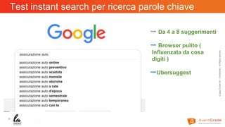 33
©XagoEuropeSA–Confidential–AllRightsreserved
Test instant search per ricerca parole chiave
➡ Da 4 a 8 suggerimenti
➡ Br...