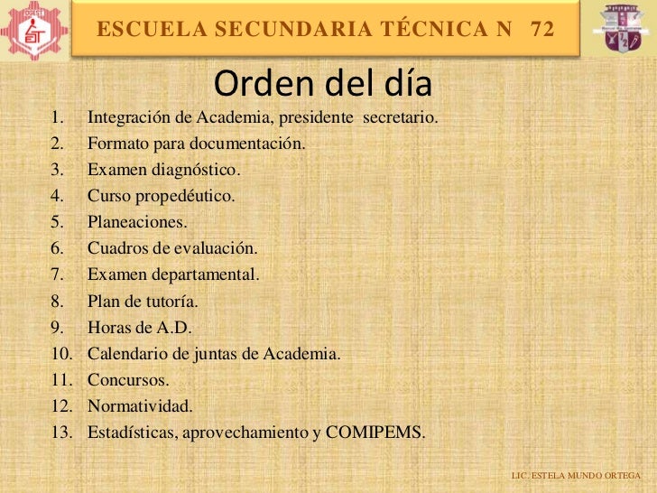 formato orden del dia reunion