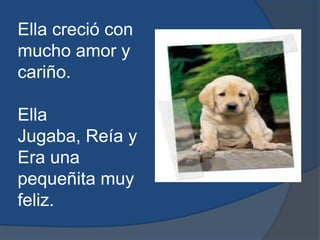 Ella creció con mucho amor y cariño.Ella Jugaba, Reía y Era una pequeñita muy feliz.