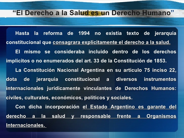 Resultado de imagen para dERECHO A LA SALUD EN ARGENTINA