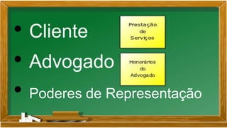 • Cliente
• Advogado
• Poderes de Representação
 