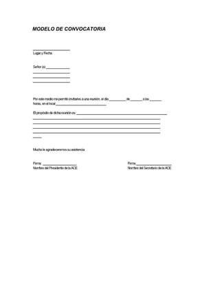 MODELO DE CONVOCATORIA
 