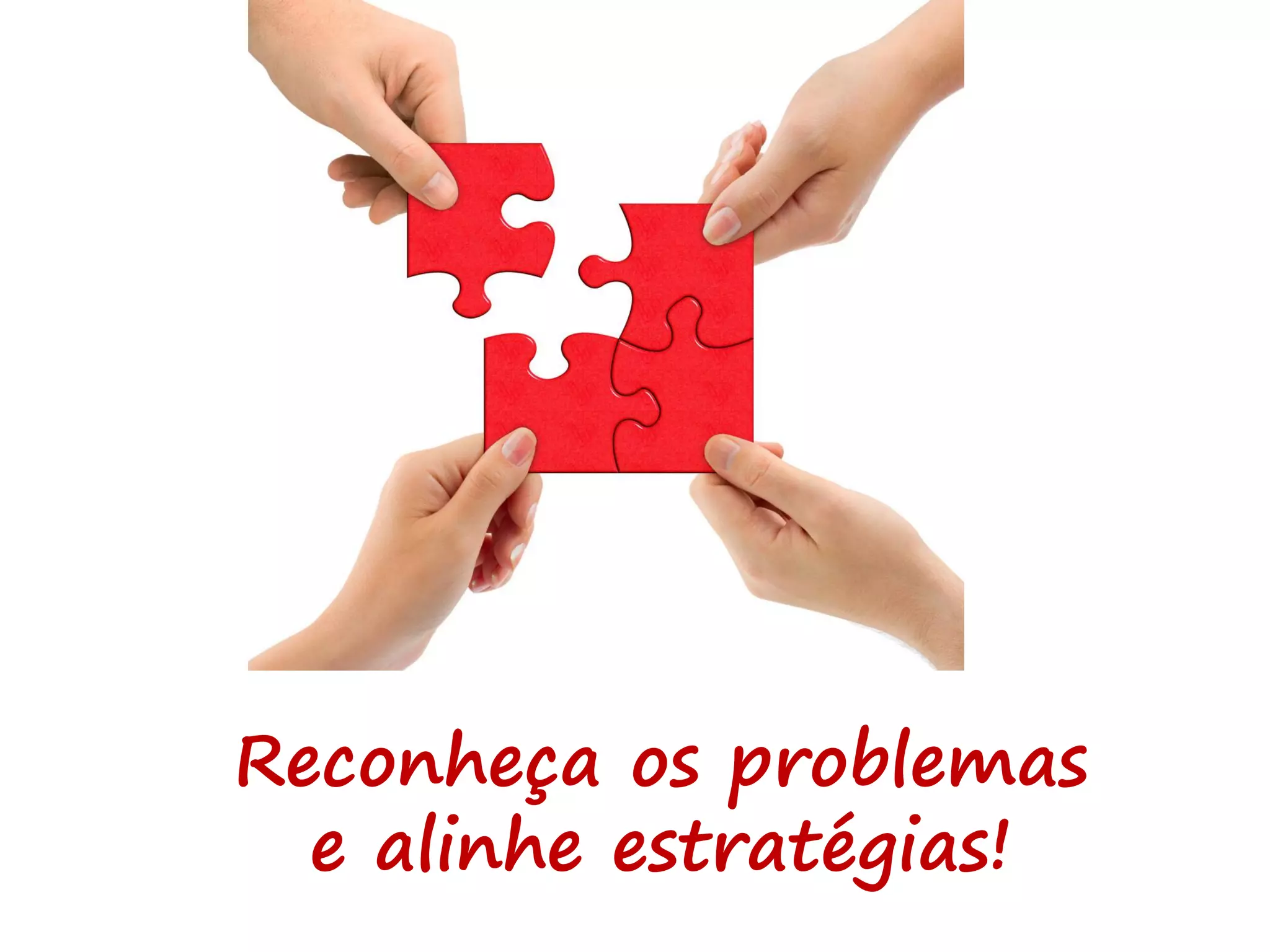 Reconheça os problemas
e alinhe estratégias!
 