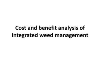 Cost and benefit analysis of
Integrated weed management
 